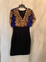 Nicole by Nicole Miller Dress Black with Blue and Gold Graphics Size 10  - £11.94 GBP