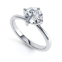 1CT Round Cut Lab Created Women&#39;s Wedding Solitaire Ring 14K Gold Plated - £64.94 GBP