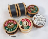 Vintage Coats &amp; Clark Pure Silk Twist Thread Wood Spools Talon buttonhol... - $24.00