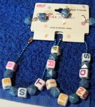 Best Friends Beaded Bracelet With Earrings Set Beads Blue NEW - £6.30 GBP