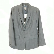 NWT Womens Petite Size 6 6P J. Jill Gray Pure Wool Two-Button Blazer Jacket - £33.12 GBP