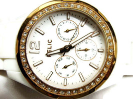 Relic Women Multifunction Analog Wrist Watch White Resin Band, Jewel Accent Face - £27.13 GBP