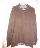 Eddie Bauer Size XXL 1/4 zip style Brown 100% cotton sweater w/ grey nec... - $26.39