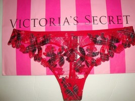 New Victoria&#39;s Secret Very Sexy Lace Embroidery Sheer Thong Panty Red Pl... - £31.15 GBP
