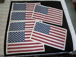 6 Muted PATRIOTIC AMERICAN FLAG 100% Cotton PLACEMATS - 19&quot; x 11.75&quot; - £15.69 GBP