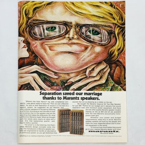 Vintage 1970&#39;s Marantz Psychedelic Art Print Ad Henry Caricature Cartoon... - $6.62