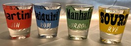 Federal Glass RUMPUS SHOT GLASS Set of 4 - Manhattan, Sours, Daiquiri, M... - £11.71 GBP