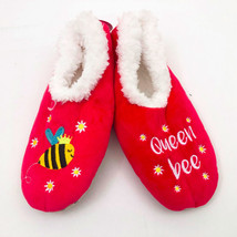 Snoozies Women&#39;s Coral Red Queen Bee Non Skid Slippers Medium 7/8 - £9.76 GBP