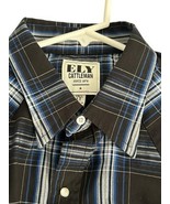 Ely Cattleman Western Shirt Men LT Tall Black Blue Plaid Cotton Blend Pe... - $550.40 MXN