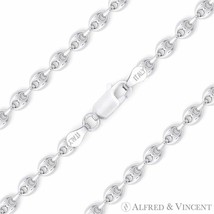 Italy 925 Sterling Silver 3.5mm Hollow Puffed Marina Mariner Link Chain Necklace - £31.69 GBP+