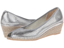 SESTO MEUCCI Leather SHOES Size: 11 New SHIP FREE Peep Toe Silver NAPPA ... - £182.62 GBP