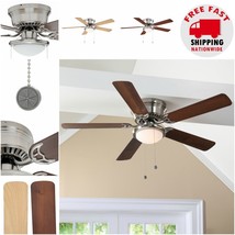 Low Profile Ceiling Fan Hugger Indoor 52&quot; Brushed Nickel Frosted Dome LED Light - £57.83 GBP