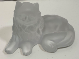 Lenox Cat Figurine Frosted Crystal Laying Cat Stamped 1996 Vintage - £13.88 GBP