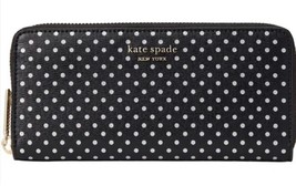 Kate Spade Spencer Slim Continental Wallet Black White Polka Dot K4546 $198 FS - £65.71 GBP