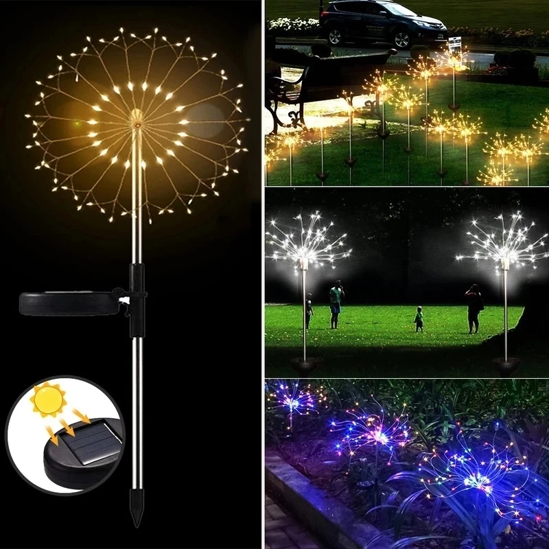 2PCS Outdoor Dandelion Lamp Solar IP65 Lawn Lamp 150 LEDs Creative Holiday Light - £111.28 GBP