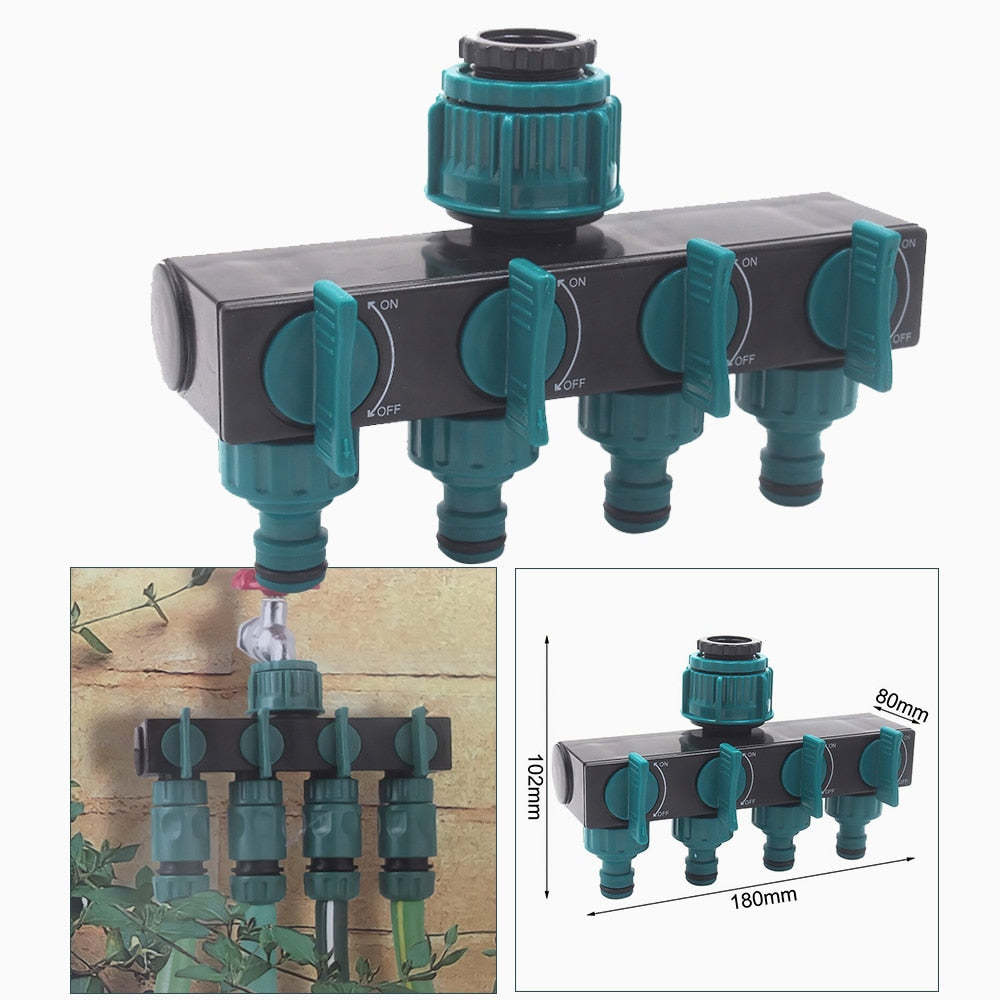 4 Way Tap Connector Garden Hose Splitter Faucet Water Hose Connector Garden Drip