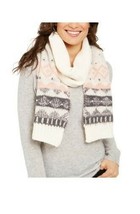 Womens Muffler Scarf Embellished Fairisle Pattern Ivory CEJON $48 - NWT - £7.24 GBP