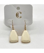 New Charming Charlie Earrings Gold Tone Dangle Off White Teardrop Faceted - £7.88 GBP