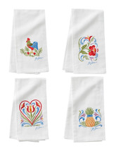 JIM SHORE Embroidered Set of 4 Kitchen Bar Tea Towels~each 26″X28″~Closeout SALE - £18.83 GBP
