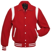 Retro Jacket Varsity Jacket Baseball Jacket Red Body White Leather Inserts - £67.03 GBP+