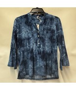 NY Collection Womens Petite PS Denim Blue Bell 3/4 Sleeve Button Up Top ... - $26.78 CAD