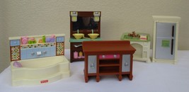 Fisher Price Loving Family Misc. Furniture Lot 2008 Bathroom Items Kitch... - $25.24