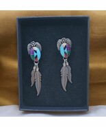 Vintage Silver Inlay Multistone Earrings - €130,26 EUR