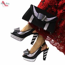  fashionable african women shoes matching bag set in black color comfortable heels with thumb200