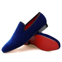 Merlutti Plain Royal Blue Velvet Square Toe Loafers - £116.49 GBP+