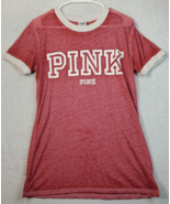 PINK Victoria&#39;s Secret Sleep Shirt Women Small Pink Knit Short Sleeve Ro... - $9.93