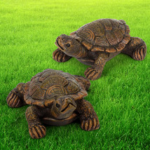 2Pcs Garden Tortoise Statue Turtle Figurine Lawn Art Ornament Patio Home... - £15.18 GBP