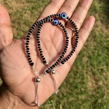 2 Pc 925 Silver Evil Eye Protection Bracelet Adjustable Amulet Nazariya - $30.45