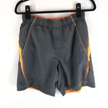 Nike Mens Swim Trunks Mesh Lined Drawstring Cargo Pocket Gray Orange S - £11.58 GBP