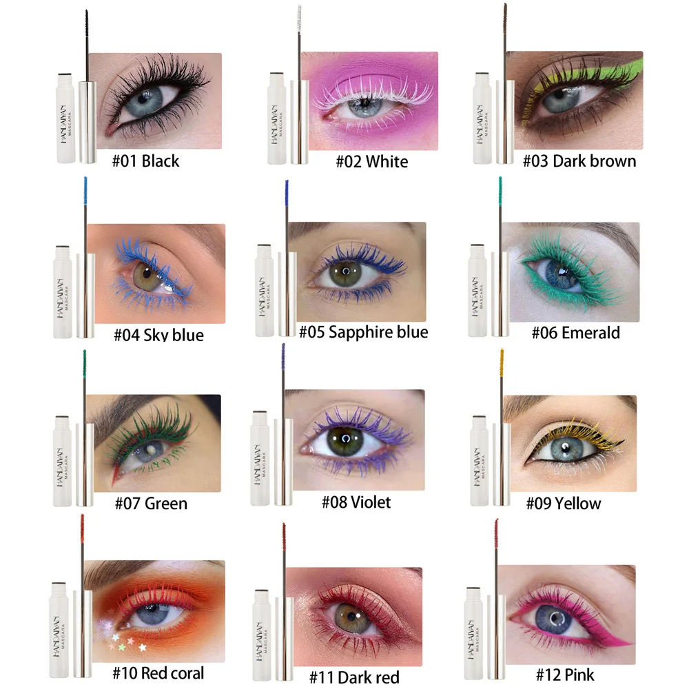 12 Colors/Lot Eyelashes Curling Colorful Mascara Black Liquid Pen Make Up Makeup - $101.56