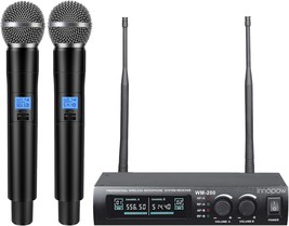 Wireless Microphone System, Dual Uhf Metal Cordless Mic Set, Long, Ch.01&amp;02 - £106.94 GBP