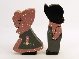 Amish Couple Wooden Figurines, Abstract Cutouts, Hand Painted, Vintage, AMSH-11 - $9.75