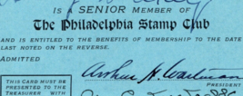 1937 - 1938 The Philadelphia Stamp Club Membership Card - £19.84 GBP