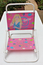 Vintage 1999 Mattel Barbie Child Folding Beach Lawn Sand Chair 18” X 19” - £14.35 GBP