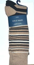Cole Haan  Men&#39;s Cotton 3 Pare Socks Beige Blue Brown Size 7-12 New - £16.36 GBP