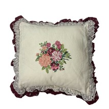 Floral Country Counted Cross Stitch Throw Pillow 17x17 - £13.84 GBP