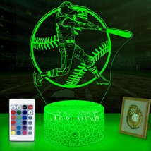 Baseball Night Light For Kids Baseball Gifts 3D Illusion Lamp 16 Colors Changes  - $27.99