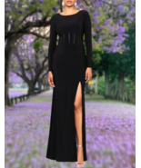 $159 Xscape Corset-Bodice Long-Sleeve Side-Slit Weddings Gown Sz:14US Bl... - $84.65