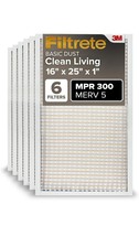 Filtrete 16x25x1 AC Furnace Air Filter, MERV 5, MPR 300, 6 PACK  - $39.59