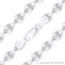 Italy .925 Sterling Silver 8mm Hollow Puffed Marina Mariner Link Chain Necklace - £89.75 GBP+