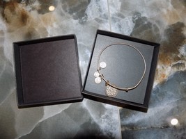 Alex And Ani Energy Aum Om Lotus Charm Rafaelian Silver Bangle Bracelet - $14.60