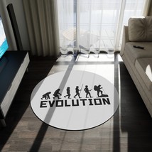 Evolutionary journey round rug 60 polyester chenille hiking silhouette thumb200