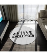 Evolutionary Journey Round Rug: 60&quot; Polyester Chenille, Hiking Silhouette - £117.63 GBP