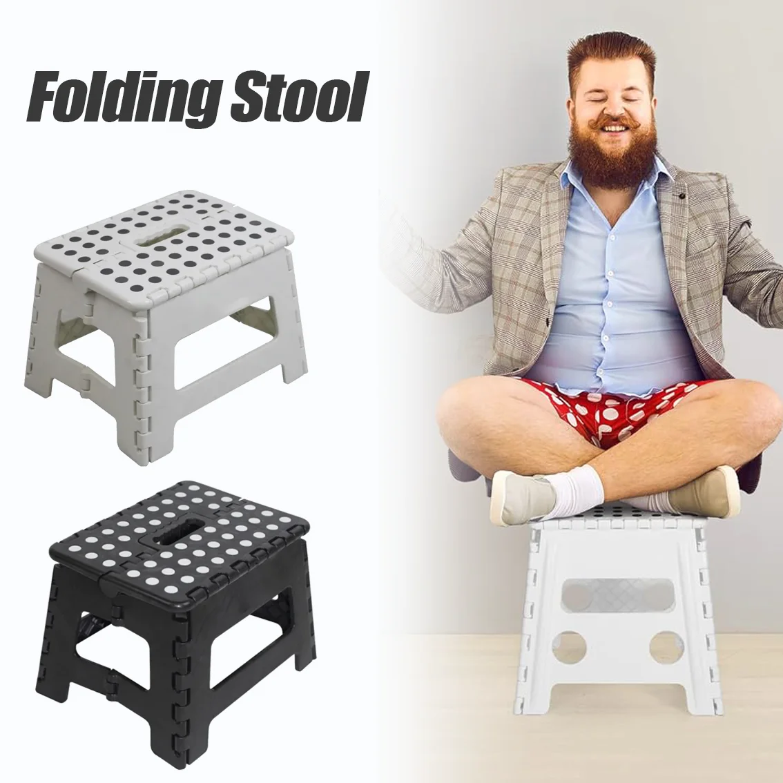 Folding Stool Lightweight Handheld Portable Small Stool Thickened Plastic - £19.74 GBP+