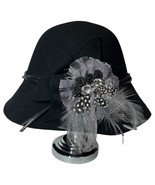 Something Special Cloche Bucket Hat Womens 100% Wool Felt Flower Feather... - $27.06 CAD