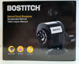 Bostitch Manual Pencil Sharpener, All Metal Design With Kid Grip - Black - £8.78 GBP